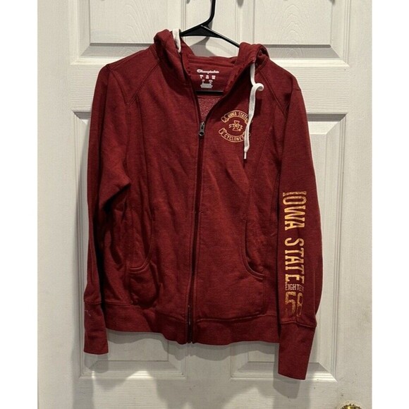 Champion Women’s Large Iowa State Cyclones Long Sleeve Zip‎ Up Hoodie Red - Picture 1 of 7
